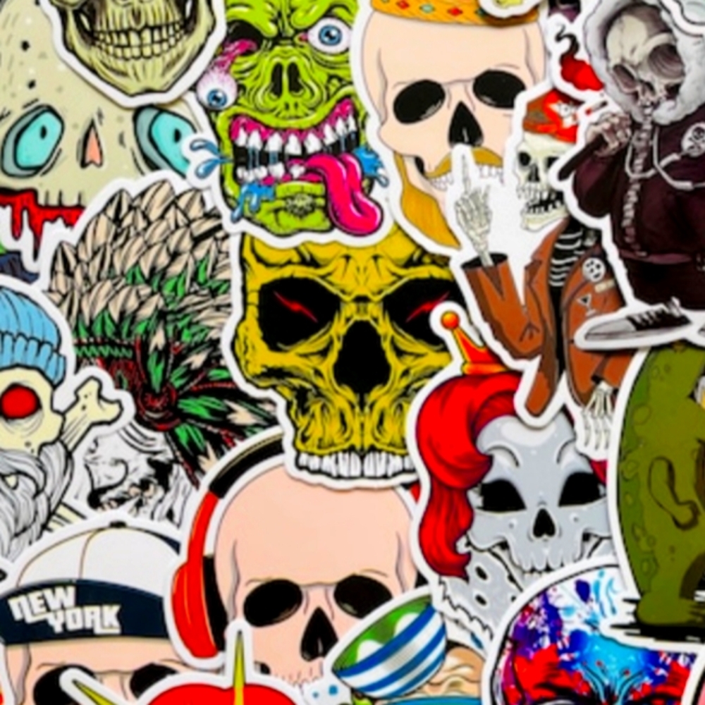 Skull evil smiley faces sticker diy bundle